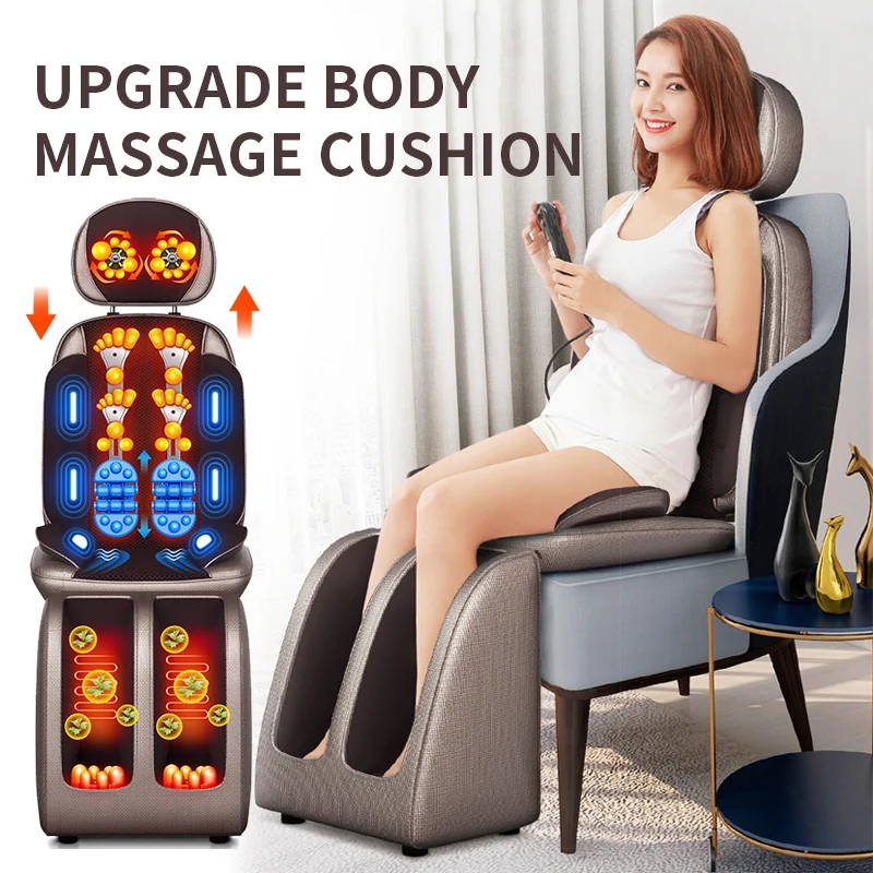 Chaise de massage électrique pour tout le corps, mise à niveau, chauffage infrarouge, vibration, pétrissage, coussin de siège, relaxation, cou, dos, taille, jambe