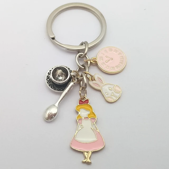 12 Alice in Wonderland Keychain for Kids Birthday Party Favor Gifts