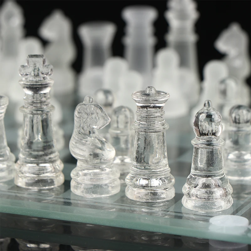  Upgraded Acrylic Chess Board Anti-Broken Elegant Glass Chess  Pieces Chess Game Chess Set Chess Game : Toys & Games