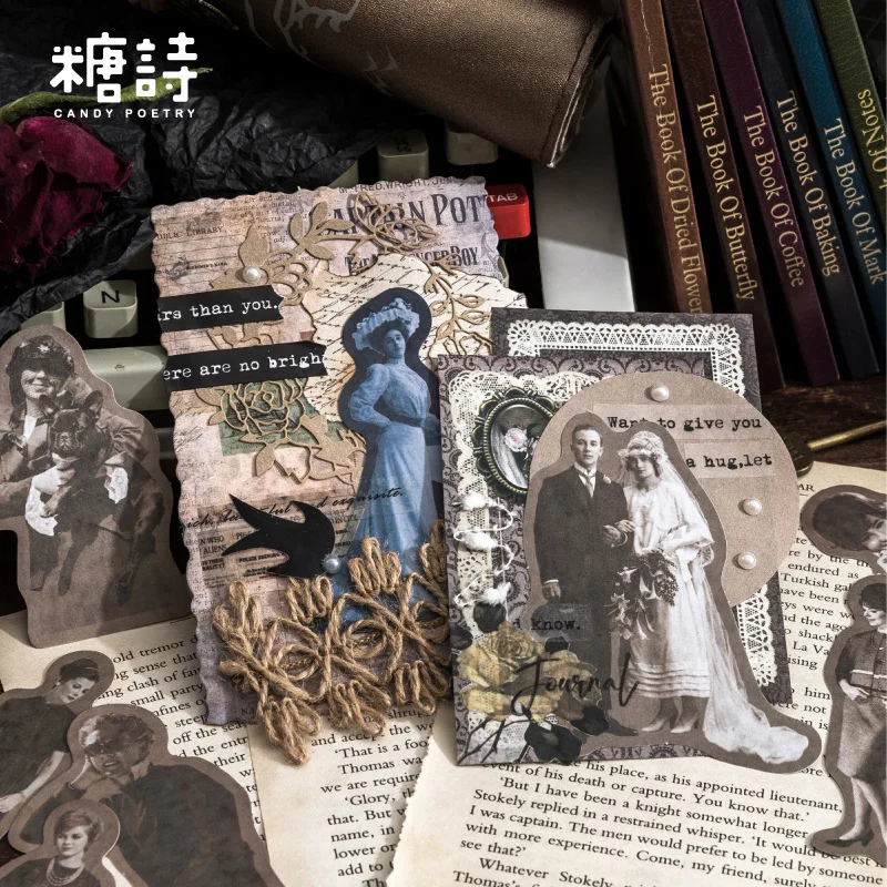 Vintage European Characters Stickers 30pcs Pack Collage Junk Journal Planner Paper Doll Stickers Album Scrapbooking Material
