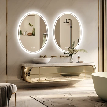 Specchio da bagno a LED Specchio cosmetico ovale retroilluminato con luci Specchio da bagno illuminato antiappannamento a parete Specchio per trucco dimmerabile 1