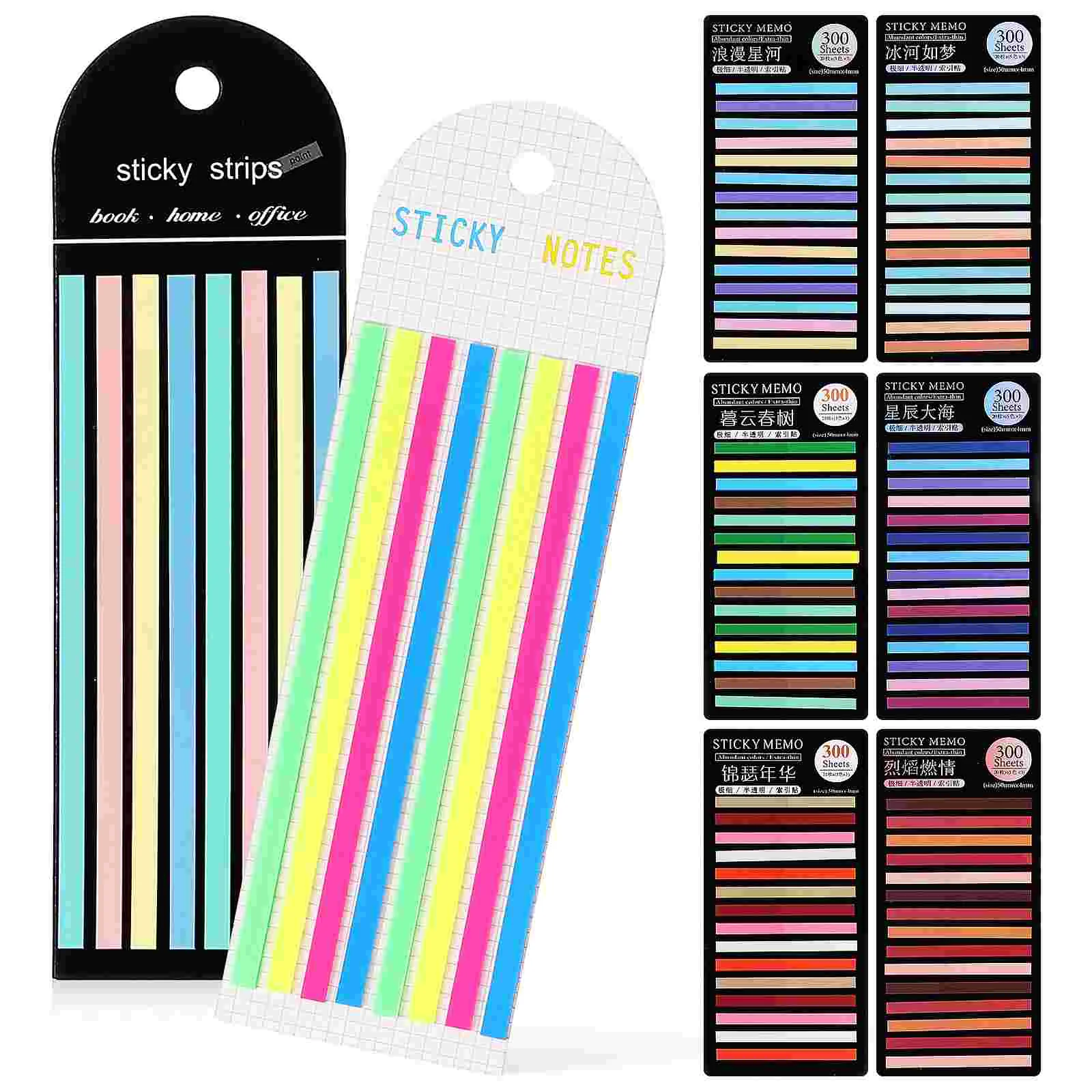 

8 Packs Index Sticker Highlight Strips Labels for Reading Labels Tape Removable Long Page Tabs Sticky Notes Markers