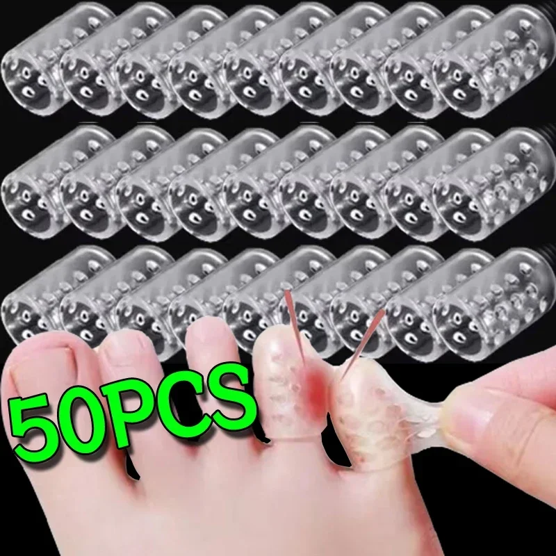 50PCS Transparent Breathable Toe Covers Silicone Prevents Blisters Toes Tube Elasticity Anti-Friction Foot Care Toes Protectors silicone toe protector