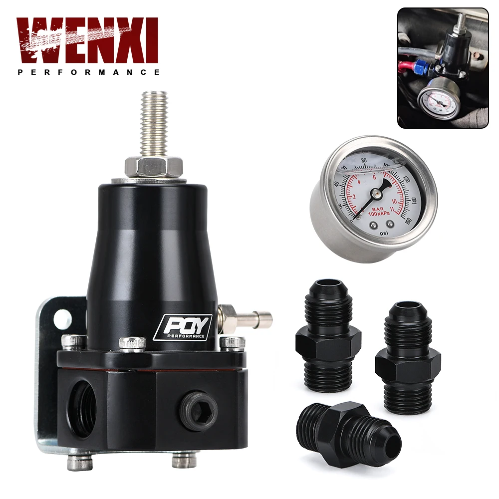Fuel Pressure Regulator WX UNIVERSAL 30-70 PSI WX7845 + GAUGE + AN6 FITTING