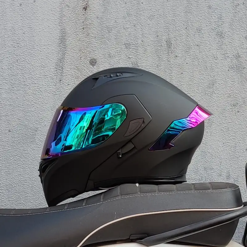 thumbnail image 1 of Casco de motocicleta ORZ, unisex, modular, abatible, de cara completa, para carreras, con viseras dobles, aprobado por DOT, 1 of 5