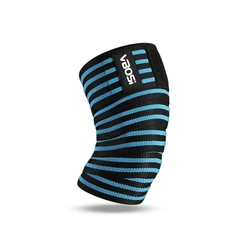 Adjustable Elastic Knee Support Wrap for Weightlifting and Kettlebell Training (Blue)