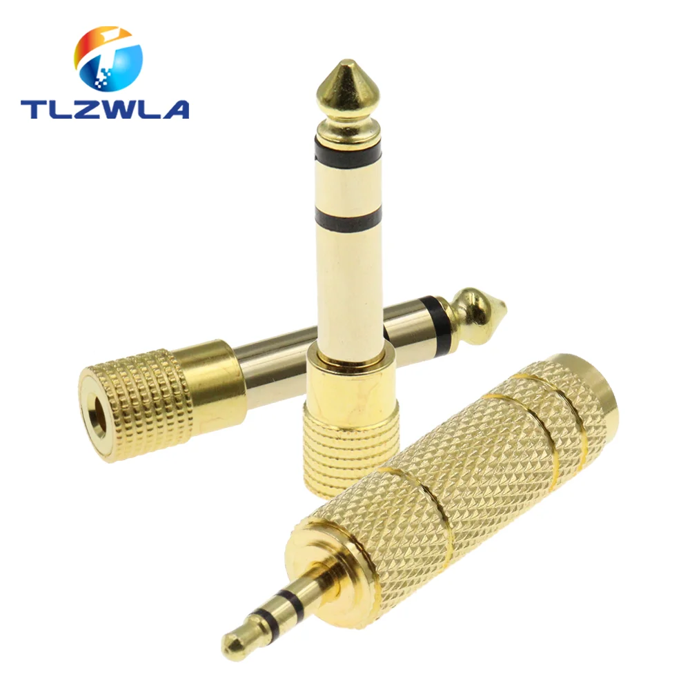 1PCS Gold 6,3mm 1/4 "Stecker auf 3,5 MM 1/8" Weibliche Jack Stereo Kopfhörer Audio Adapter hause Anschlüsse Adapter Mikrofon – Detail 4