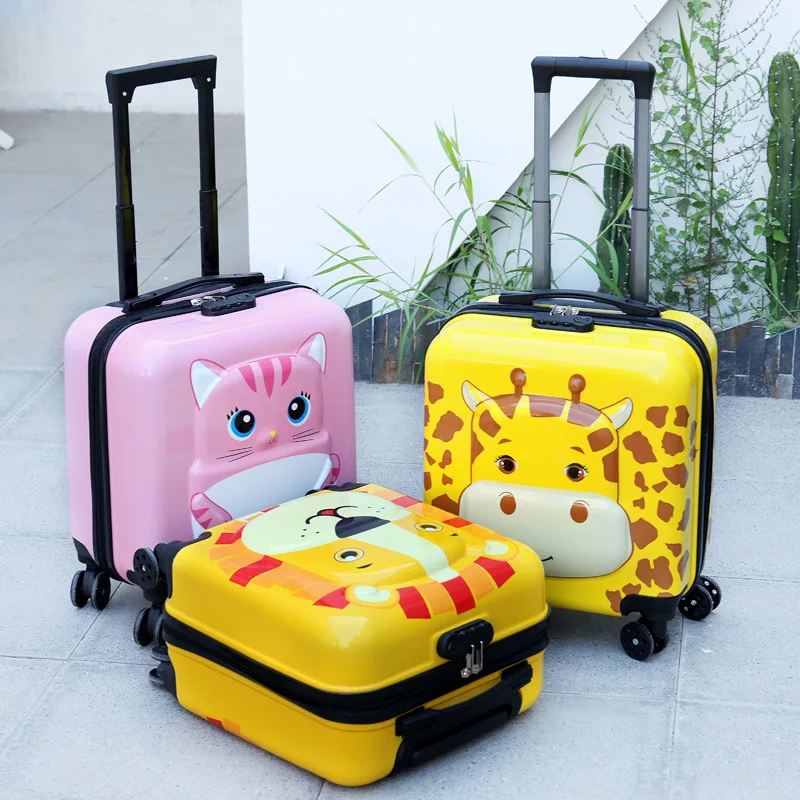 18 Inch Children's Trolley Case Universal Wheel Cartoon Animal Portable Luggage Multi Function Boarding Case
