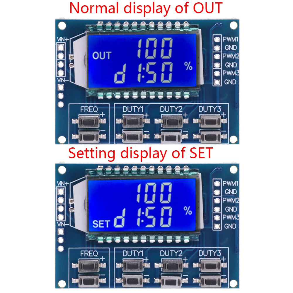 Dual-Modus-Signalgenerator, PWM-Pulsfrequenz, Arbeitszyklus, einstellbares Modul, LCD-Display, 1 Hz–150 kHz, 3,3 V–30 V, PWM-Board-Modul – Detail 13