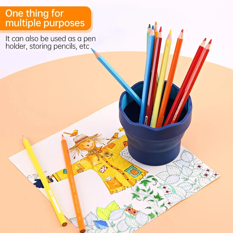 Faber Castell Watercolor Paint Washing Bucket Portable Scalable Telescopic Art Wash Pen Cup Folding Brush Washer Painting Art 4