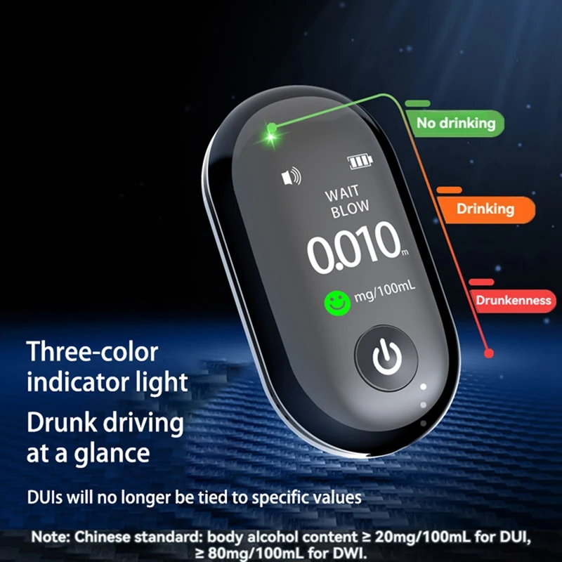 Compact Highly Accurate Sensitive Alcohol Rechargeable Long-Lasting Breathalyzer G1 Multi-Language Tester