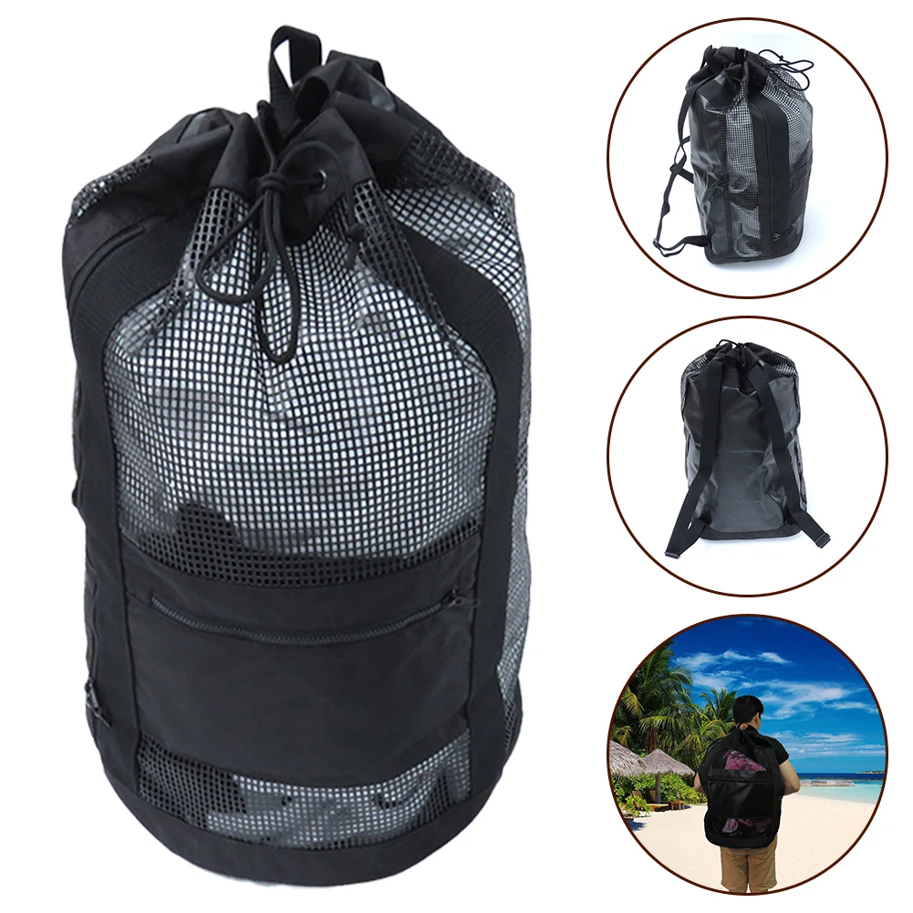 

Diving Equipment Bag, Shoulder Storage Backpack, Portable Mesh Bag, Diving Mesh Outdoor Water Sports Accessories Durable Black