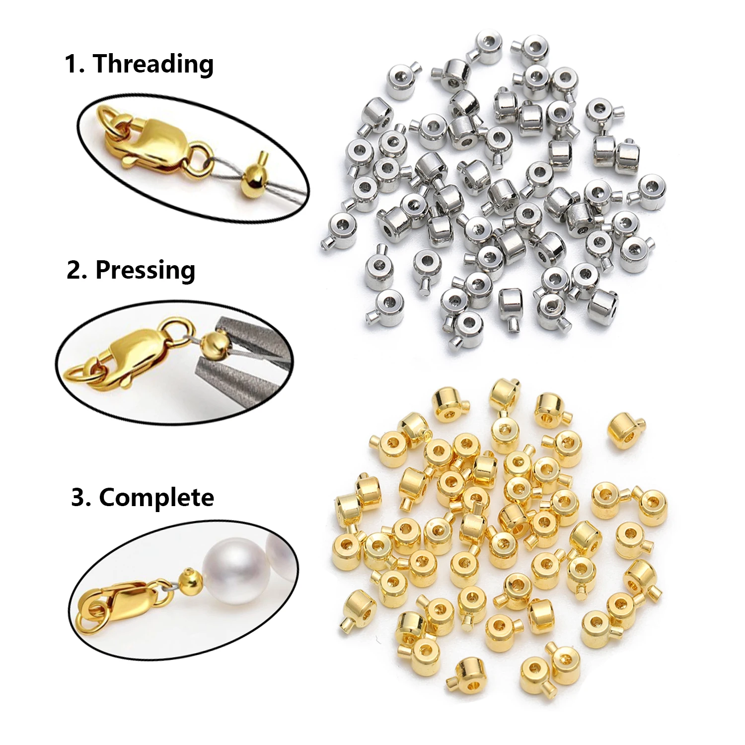 Bouchon de positionnement en acier inoxydable, 10 pièces, entretoises, extrémité à sertir, perles de Septum pour la fabrication de bijoux, connecteur de Bracelet et de collier à faire soi-même