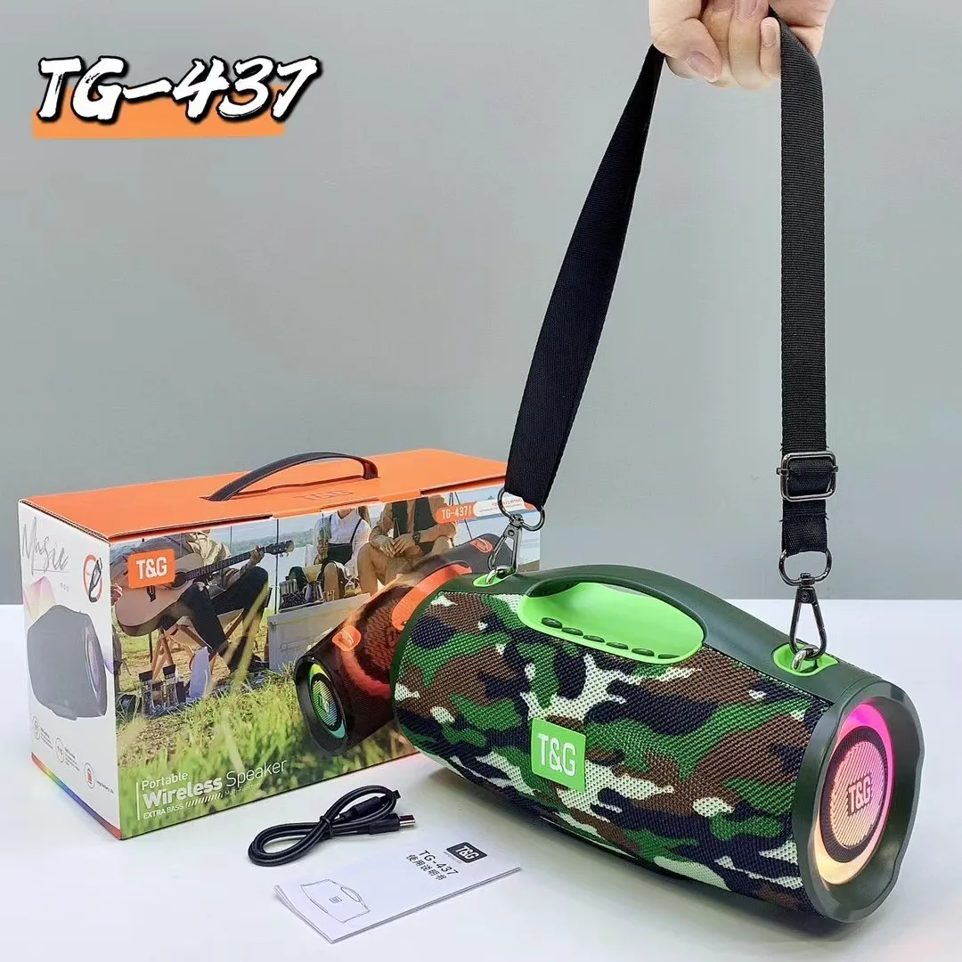 New TG437 20W portable wireless Bluetooth speaker with heavy bass and stereo subwoofer player with LED dazzling lights TF/FM/MP3 4