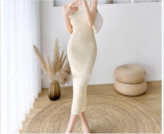 

Fashion Sleeveless Dress Female Casual Slim High Waist Streetwear Vest Clothes Women Long Dress