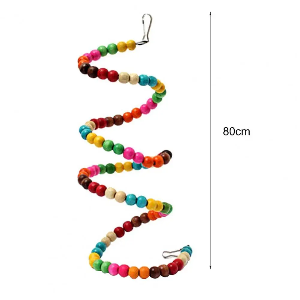 Parrot Bites Toy Wood Beads Bird Swing Fuuny Wear-resistant Spiral Ladder for Home 2