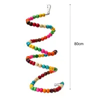 Parrot Bites Toy Wood Beads Bird Swing Fuuny Wear-resistant Spiral Ladder for Home 2