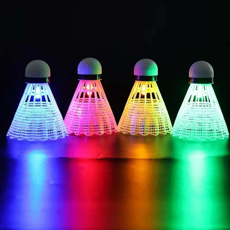 LED Badminton Shuttlecocks Cool Creative Glowing Nylon Badminton Colorful Night Lighting High elasticity 4pcs