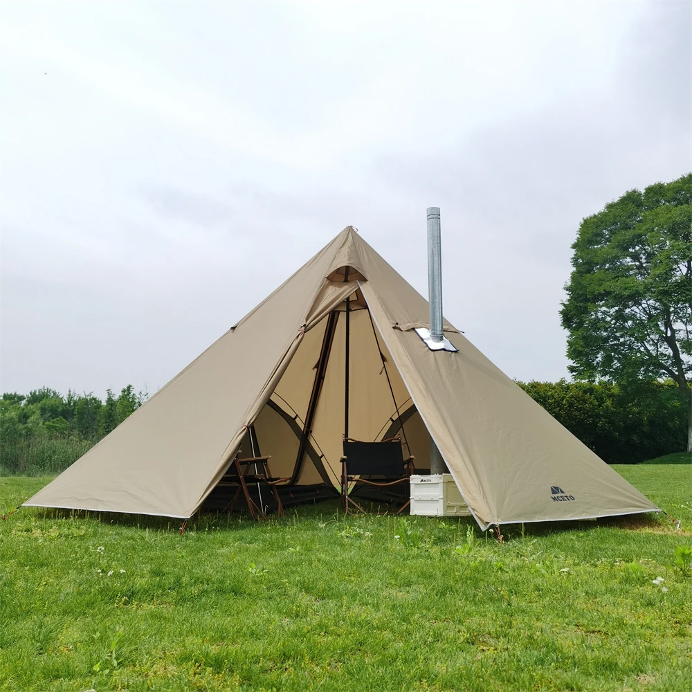 5m Oversized Pyramid Tent With Chimney Jacket Outdoor Camping Tent
