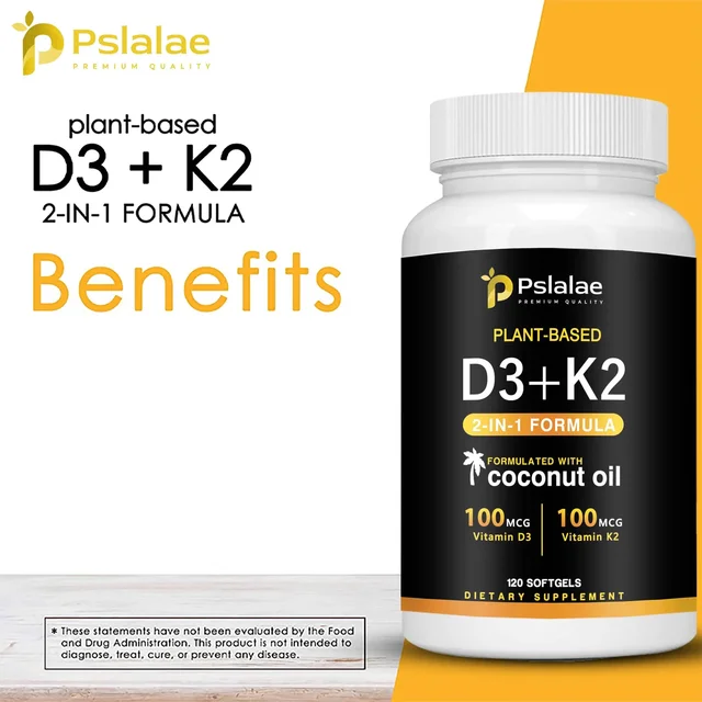 Vitamin K2+D3 - Supports Calcium, Bone and Immune Health - with Natural Organic Coconut Oil - 120 Capsules 3
