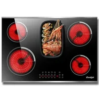 30" 5 Burner Built-in Electric Stove Top Glass Cooktop 8400W Power Safety Lock Timer Indicator Compatible with Various Pots Easy 1