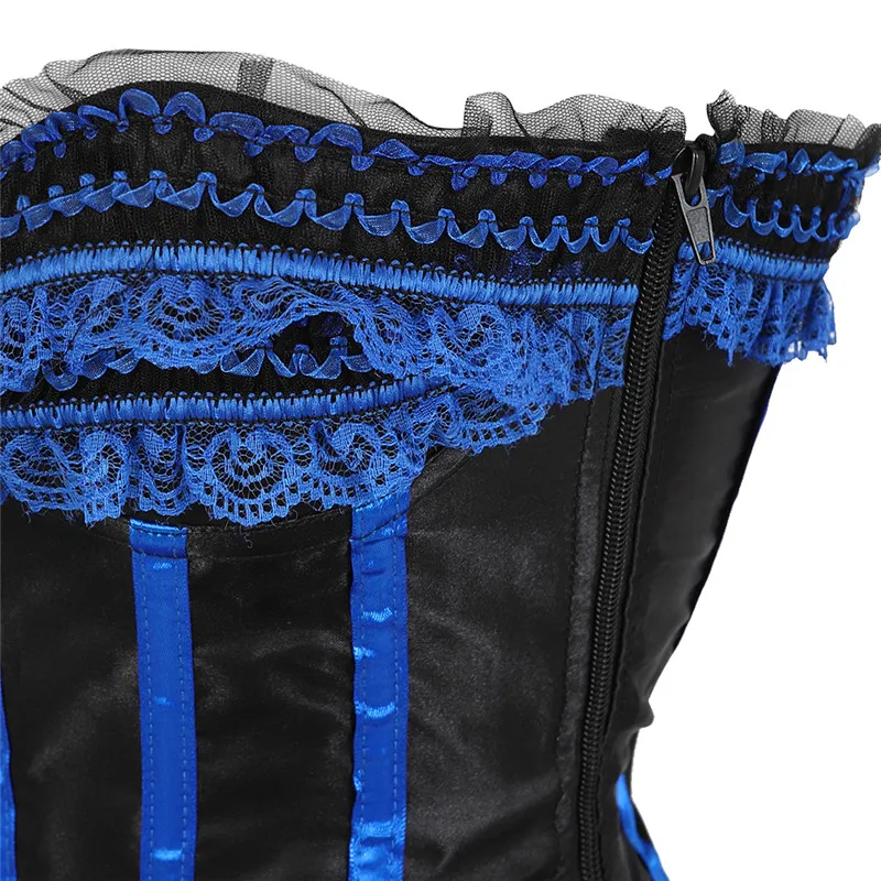 Corset Dress For Women High And Low Skirt Tulle Long Lace Stripe Bustier Plus Size Gothic Burlesque Exotic Costumes Halloween