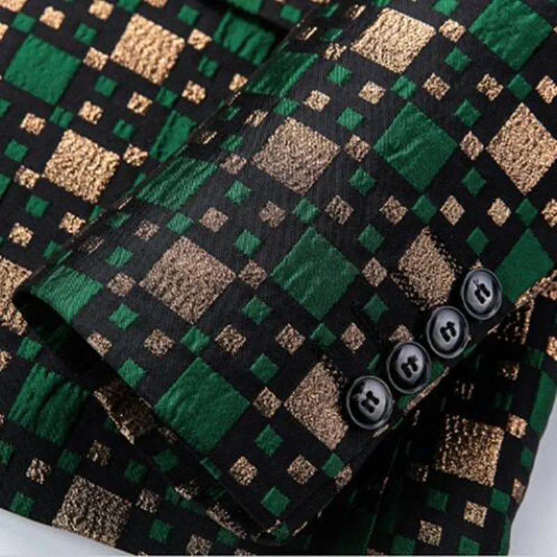 2022 Brand Men Blazer Personality Wild Men's Suit Jacket High Quality Fashion Plaid Print Slim Fit Warm Blazer Coat Male 5XL 6XL 6