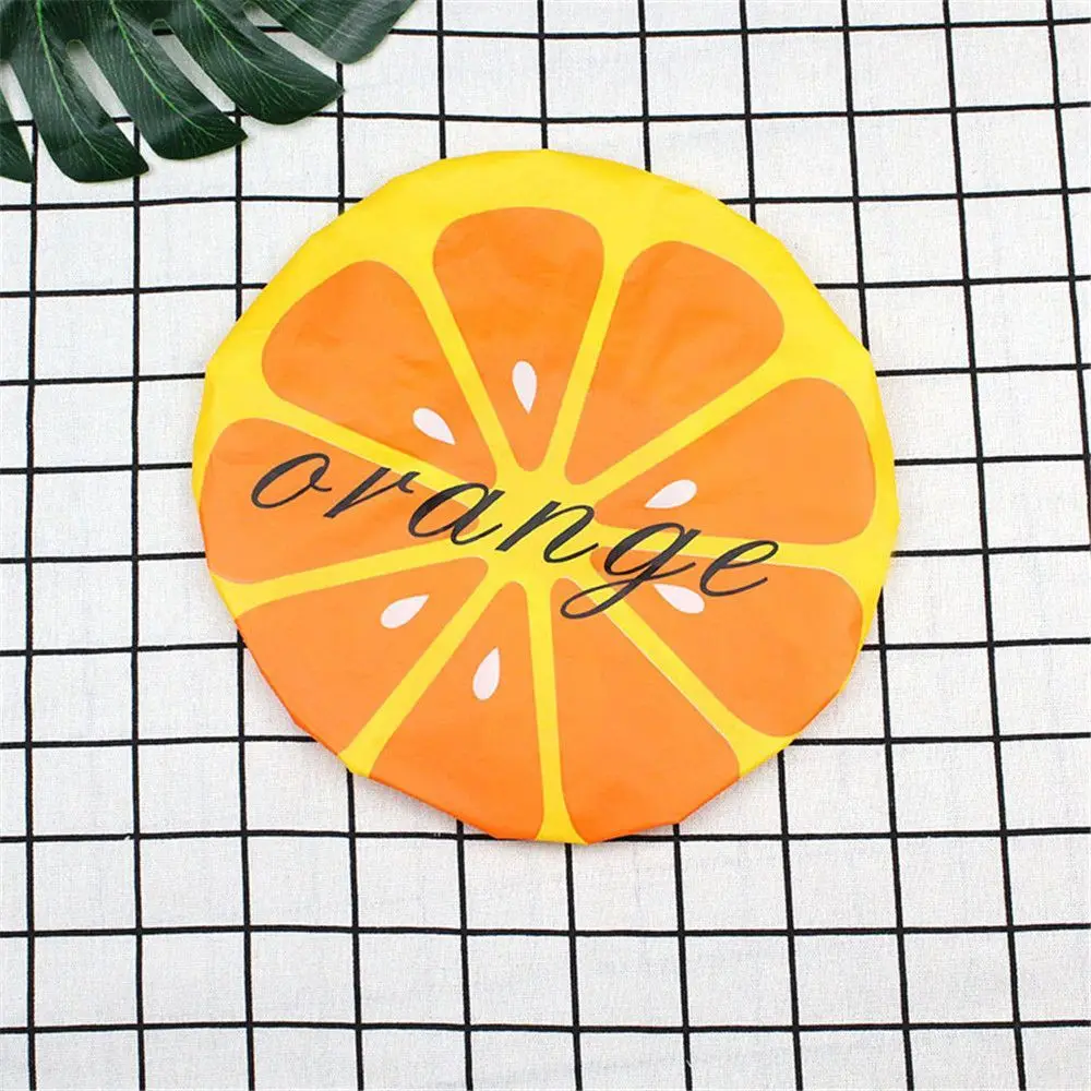 Cute Fruit Waterproof Elastic Shower Cap Thickened Bath Hat Reusable Head Hair Cover For Women Sleep Cap Bathroom Accessories shower cap waterproof shower cap