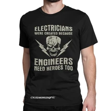 Camiseta de electricista para hombre, ropa de algodón de primera calidad, informal, Harajuku, Manga, de talla grande