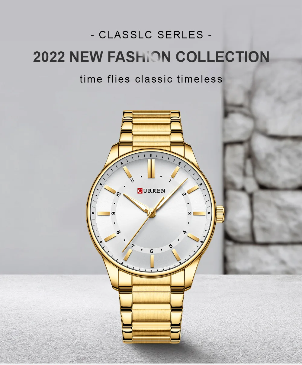 CURREN 8430 Date and Time Simple Classic Luminous Hands Quartz Casual Watches for Men Stainless Steel Band Wristwatches Style Clock- Silver and