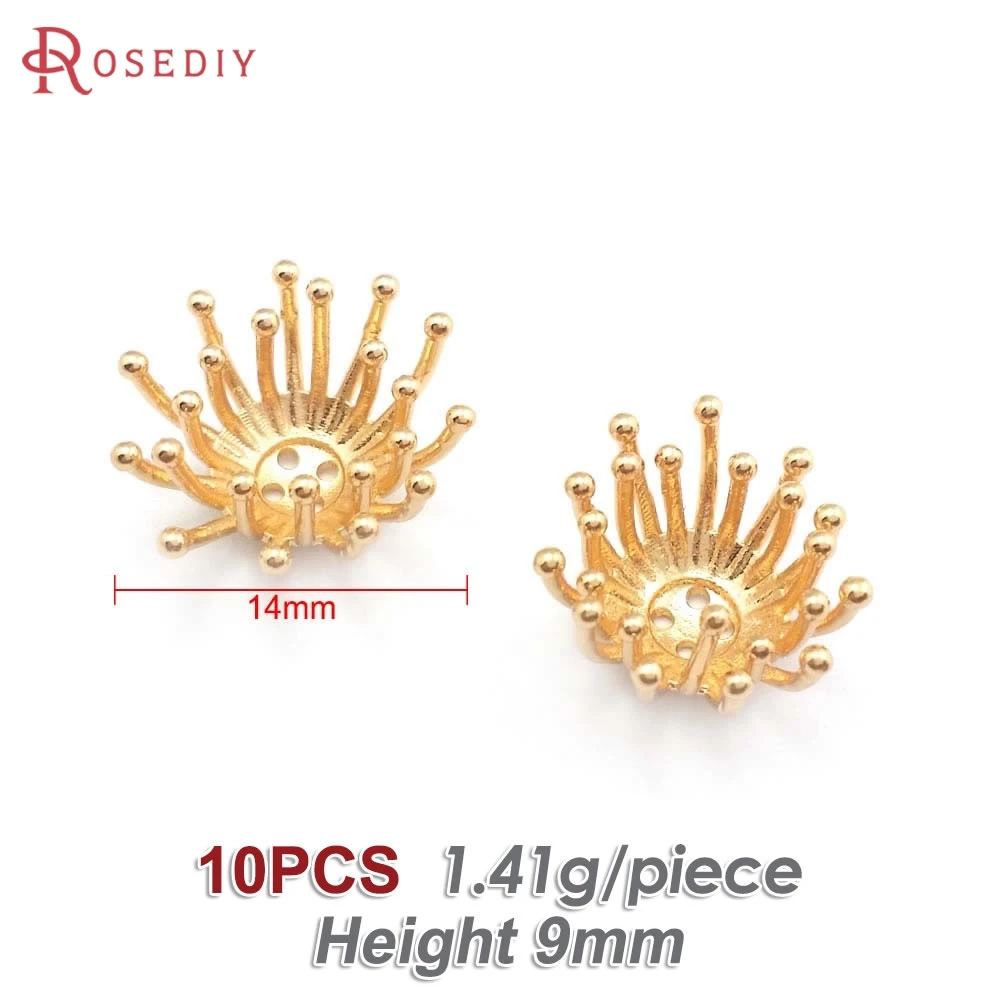 Elegant 18K Gold Brass Floral Bead Caps for DIY Jewelry & Earrings