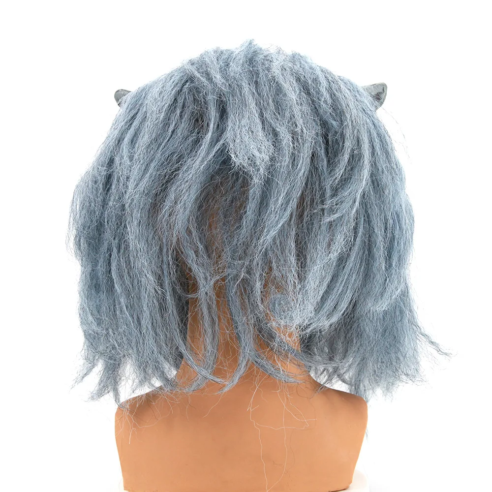 Werewolf Wig Mask Cosplay Horror Anime Realistic Wolf Latex Helmet Full Face Headgear Halloween Masquerade Party Costume Prop