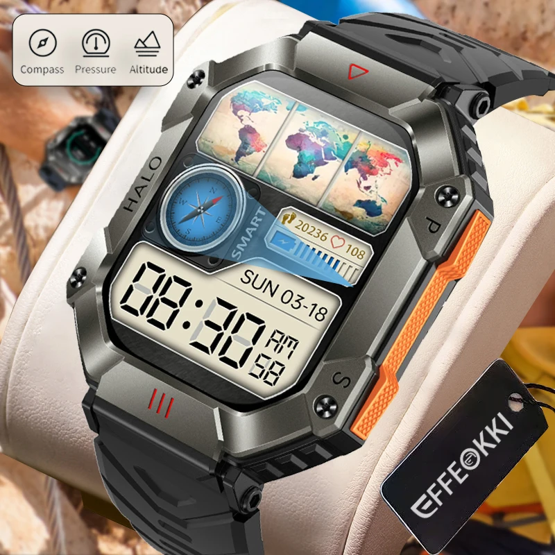 

Smart Watch Altimeter Barometer Compass Men 2” Large Screen Bluetooth Call Outdoor Militair Sports Watches Fitness Smartwatch