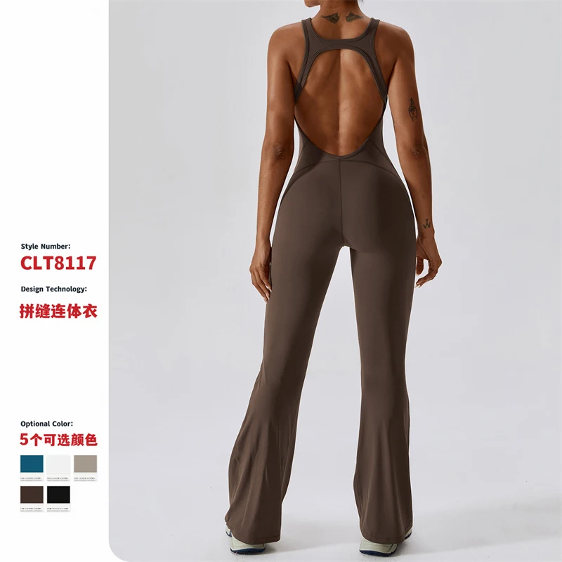 Women Training Yoga Suit Back V Jumpsuit Gym Set  Sportswear Women Sports Jumpsuit Fitness Rompers Stretch Workout Bodysuits