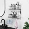 2 Pcs Rustproof Stainless Steel Bathroom Organizer with 5 Hooks,Large Capacity,No Drilling,Suitable for Bathroom Storage 4