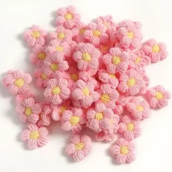 Hand-Knitted Colorful Floral Applique Patches - 50pcs (Pink)