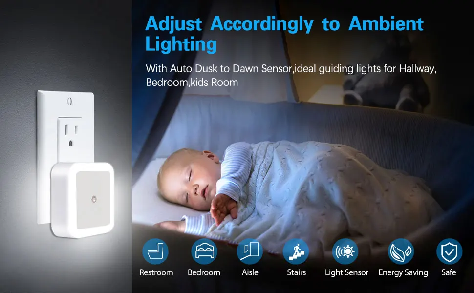 cool night lights Plug-in Night Light Smart Dusk to Dawn Sensor Bedside Cabinet LED Night Lamp Wall For Chlidren Bedroom Hallway 3d night light