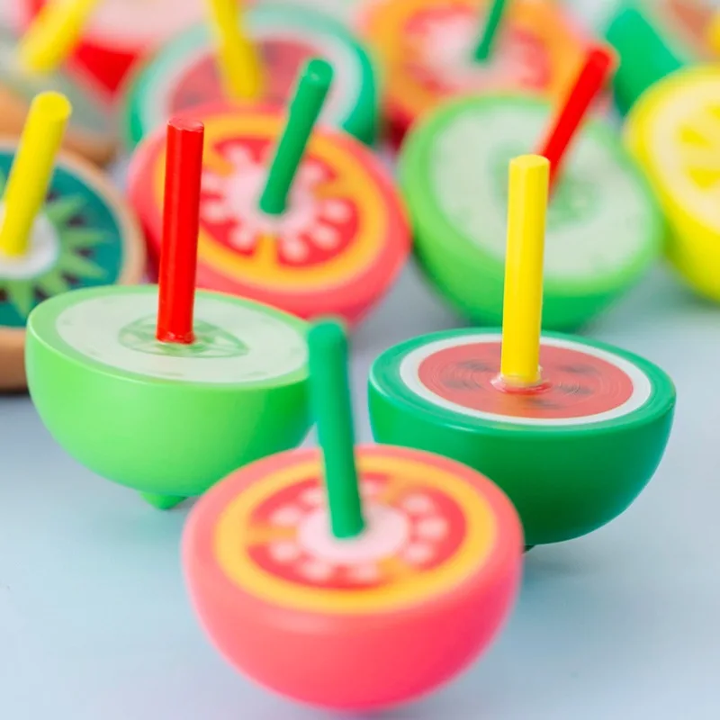 Kids Party Favors Wooden Cute Fruit Spinner Baby Shower Birthday Souvenirs Christmas Kindergarten Boys Girls Gift Reward Toys
