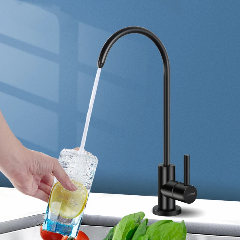 Kitchen Sink Faucet Stainless Steel Tap Household Rotatable Single Cold Direct Drinking Water Anti-Osmosis Purifier Accessories