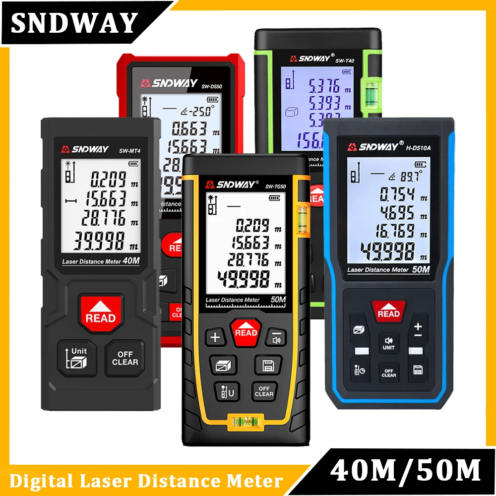 

SNDWAY 40M 50M Laser Distance Meter Mini Rangefinder Digital Laser Measure Tape Range Finder MT4 B40 T40 TG50 H-D510A DS50 MS50