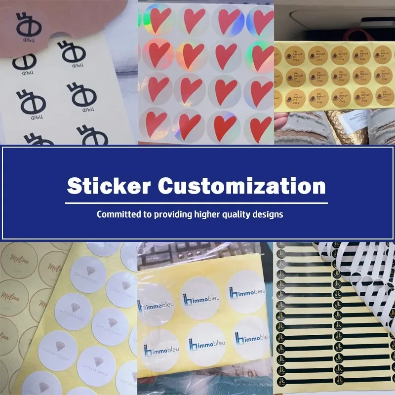 100Pcs Big size custom sticker logo text QR code printing special size and shape customization