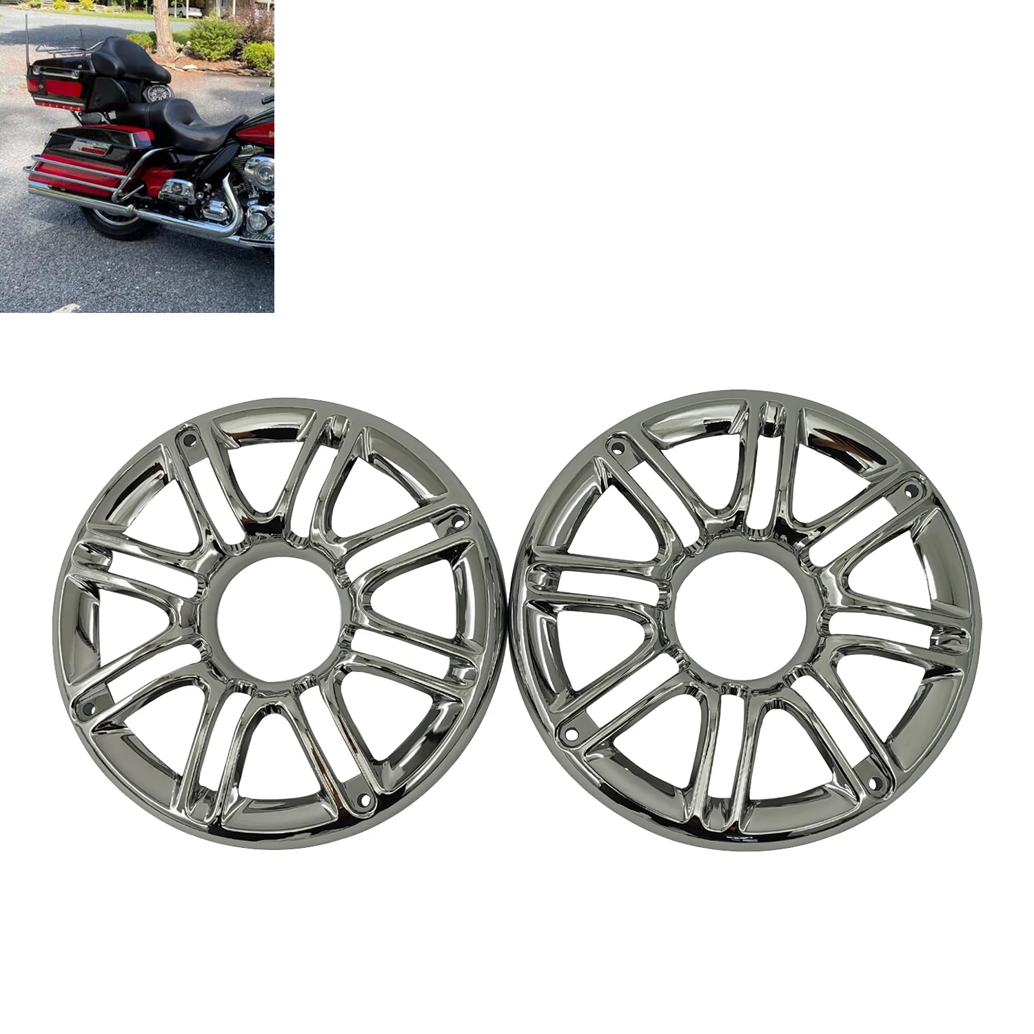 Chrome 6 "Speaker Grill Accent Trim Cover Per Harley Touring Electra Glide Street Glide Trikes Road Glide 1998-2013