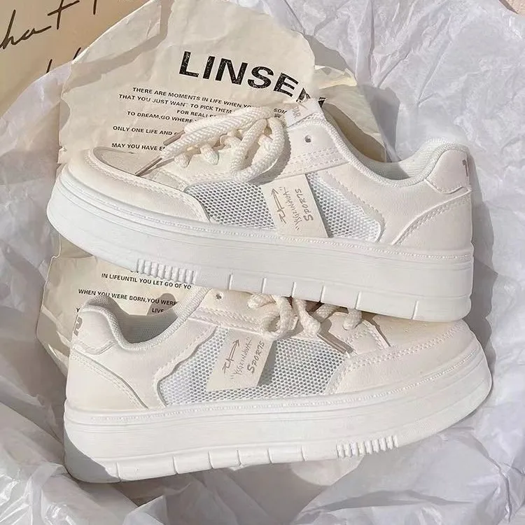 

Туфли женские универсальные на толстой подошве, дышащие туфли для скейтборда, маленький размер, белые, лето 2023