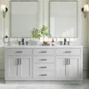 Double Bathroom Vanity 73" Grey, 1.5" Edge Pure White Quartz Countertop & Splash, Sinks, 4 Soft Closing Doors, 6 Full Extension 1