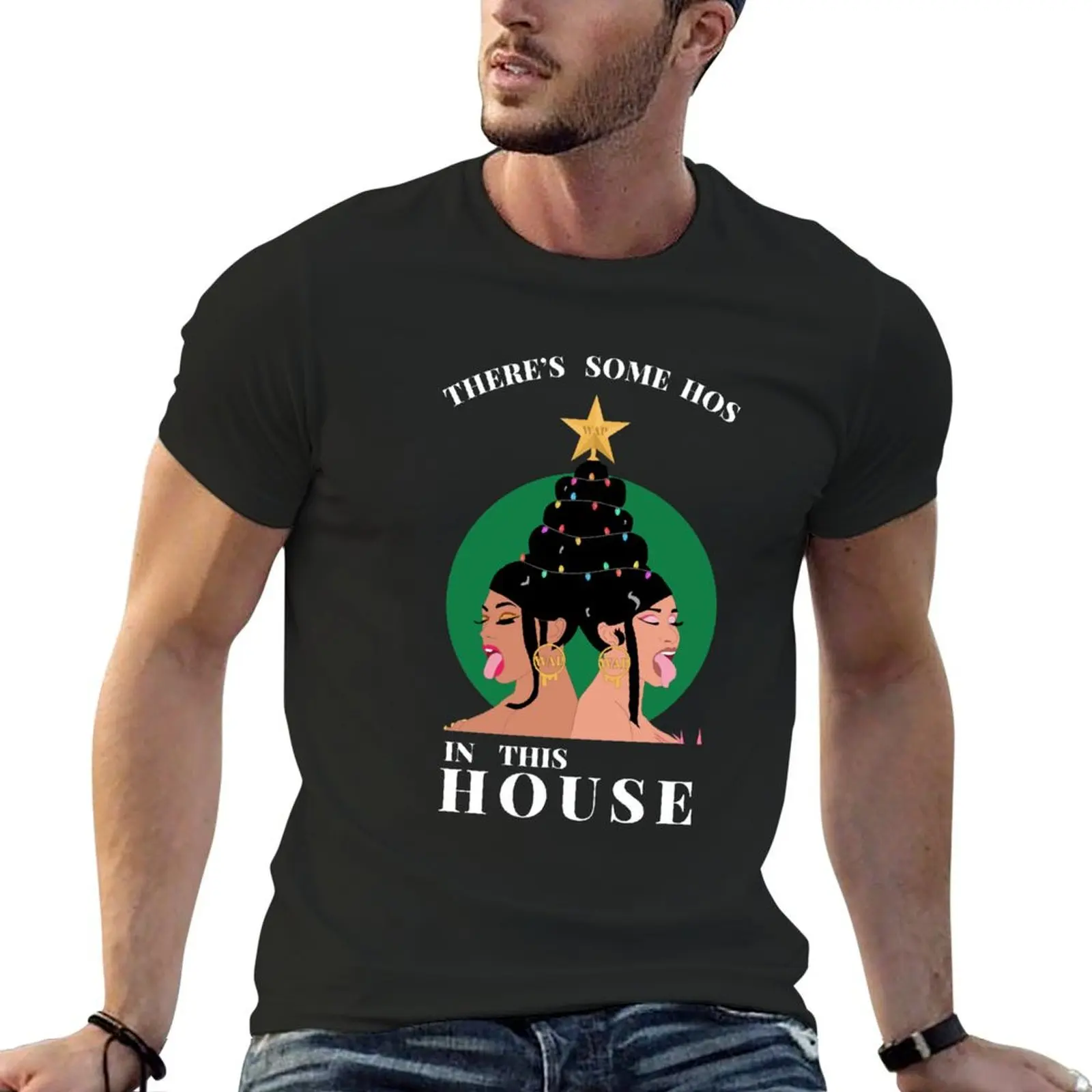 

A WAP Christmas T-Shirt anime figures street wear basketball graphic tees oversized mens plain t shirts