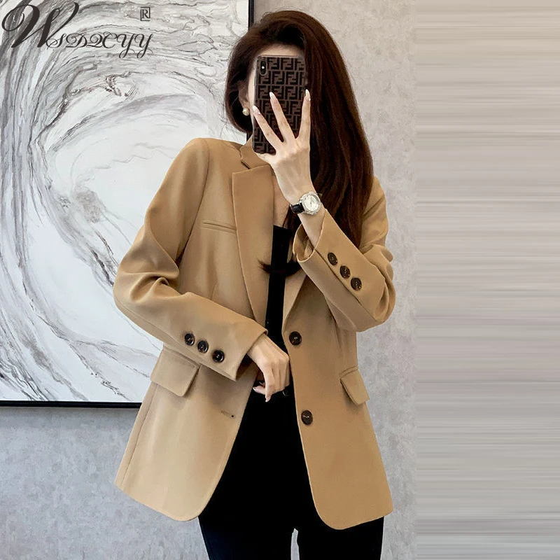 Blazers For Women Elegant Long Sleeve Office Wear Designer Blazer Ladies Fashion Vintage Single Breasted Loose Coat Spring spring and autumn new high end jacquard fabric ladies suit jacket waist slimming net red small suit blazers s 5xl