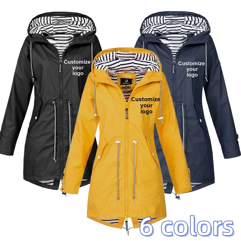 Women's Fashion Outdoor Waterproof and Rainproof Jacket Customize Your Logo Casual Plus Size Hooded Windproof Coat s-5XL spring and autumn plus size mens jacket thin outdoor assault waterproof coat youth fashion hooded loose casual wind male jacket
