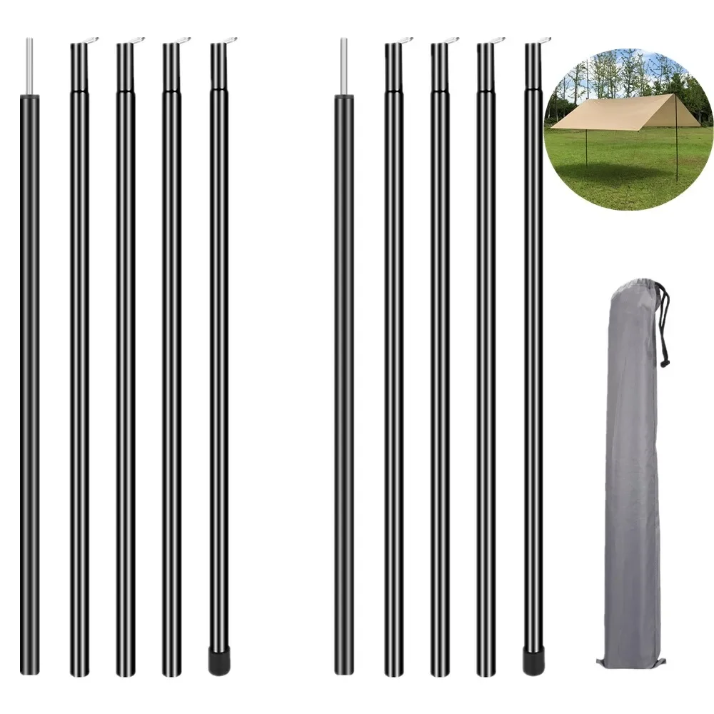 Telescopic Tent Pole 2 Sets Adjustable Aluminium Alloy Rods For Trailor Backpacking Hiking Camping Awning Shelter Canopy