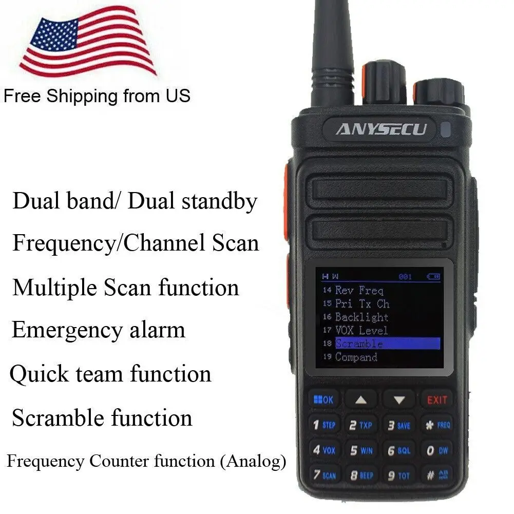

ANYSECU UVF9plus 10W UHF VHF Two Way Radio with Frequency Counter Function 6800mAh Dual Band Dual Standby Walkie Talkie