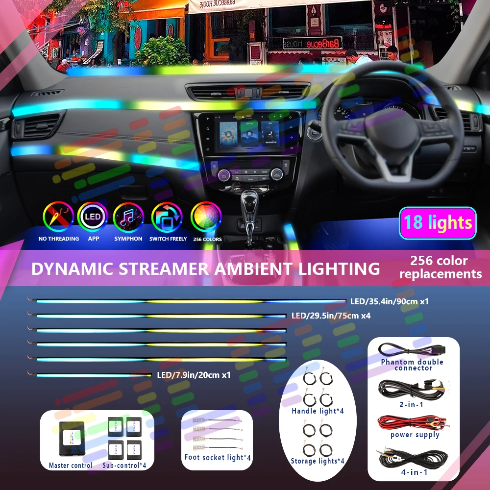 범용 심포니 자동차 LED 앰비언트 라이트, RGB 네온 장식, 분위기 스트립, BMW e90 e46 f30, 아우디 A3 a4, 테슬라 3 y